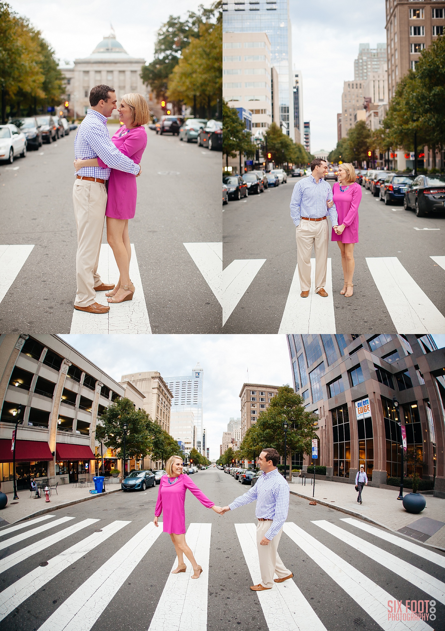 downtown raleigh engagement photo