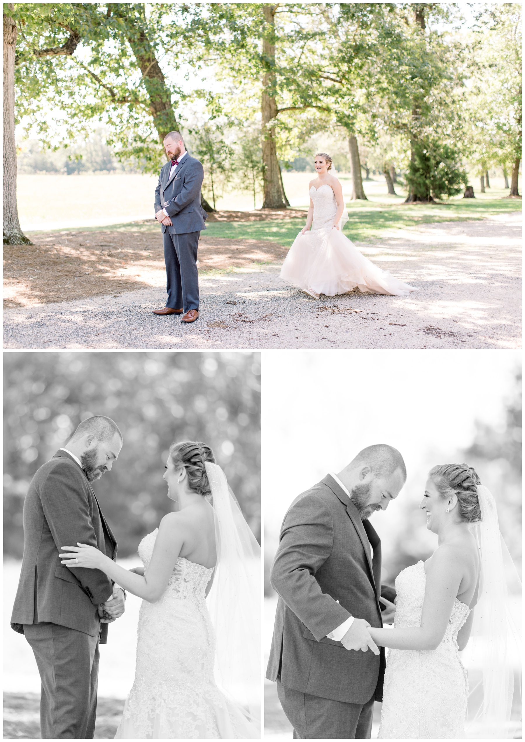 first look at Summerfield Farms wedding