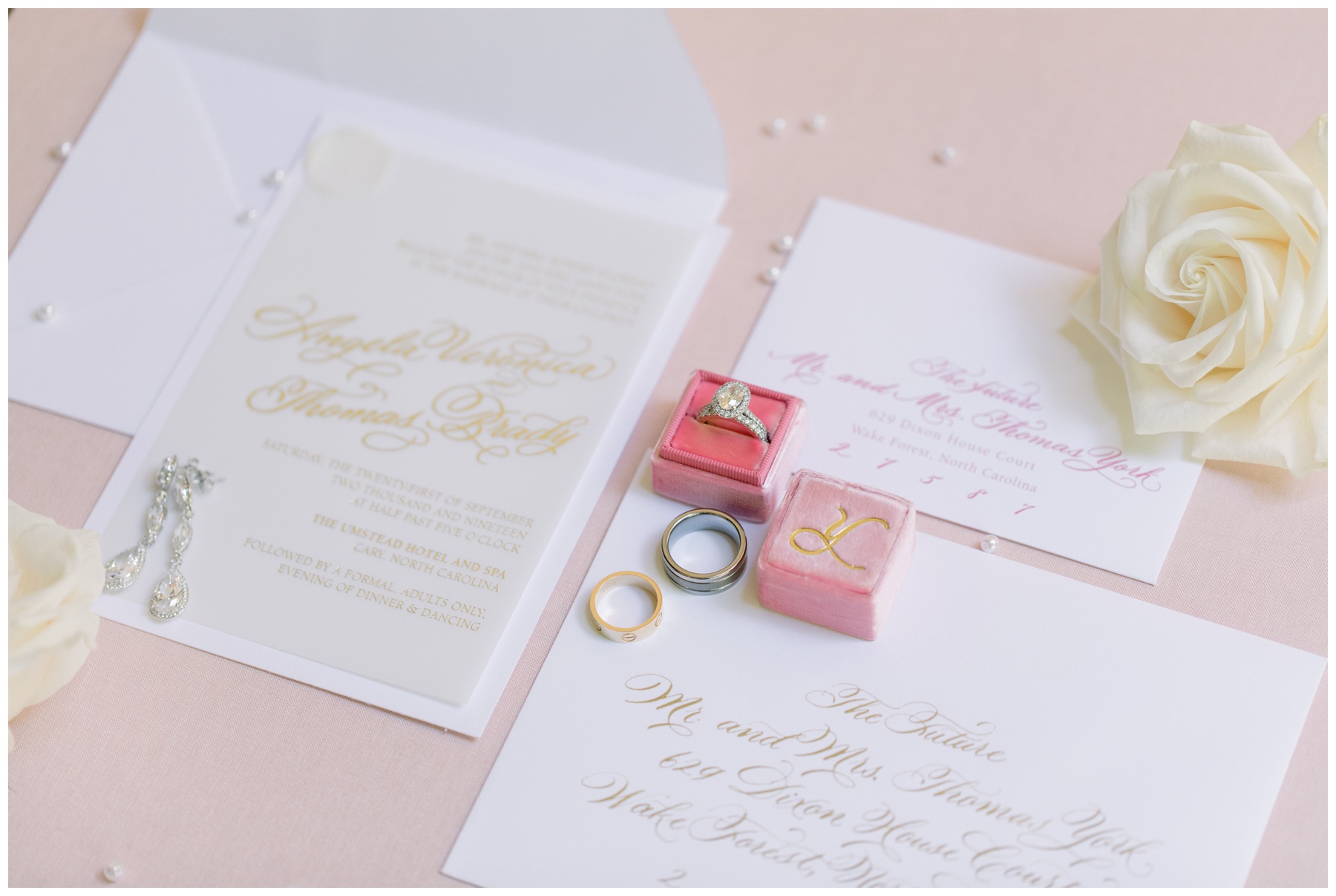 wedding invitation suite with rings