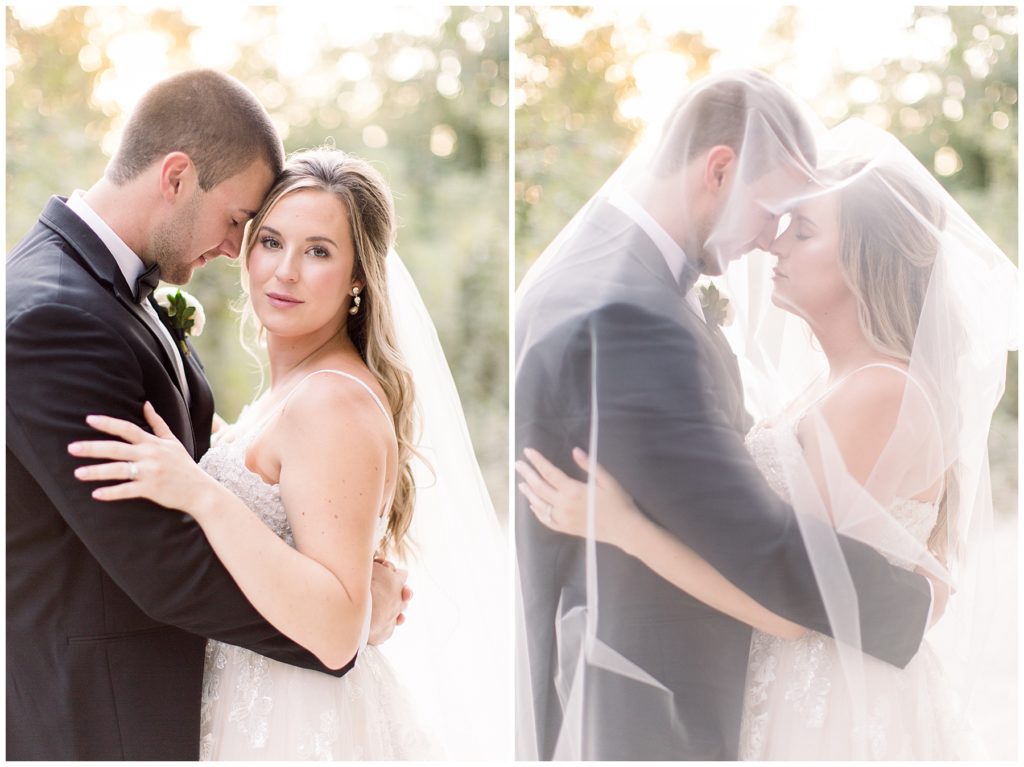 veil portraits with bride and groom