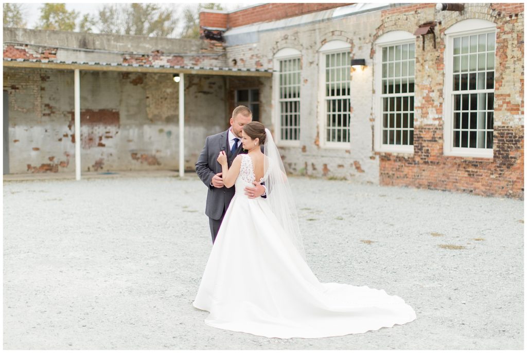 the cloth mill bride and groom portraits