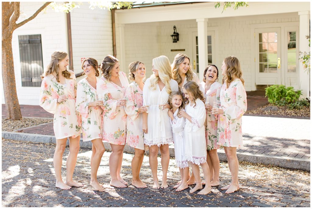 bridesmaids in matching robes